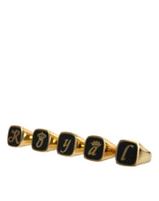 Dolce & Gabbana Gold Brass ROYAL Enamel Set of 5 Ring