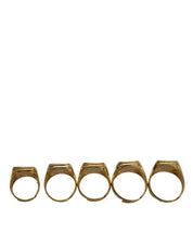 Dolce & Gabbana Gold Brass ROYAL Enamel Set of 5 Ring