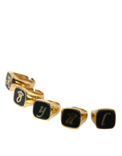 Dolce & Gabbana Gold Brass ROYAL Enamel Set of 5 Ring