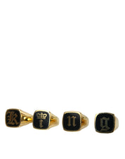 Dolce & Gabbana Gold Brass KING Enamel Set of 4 Ring