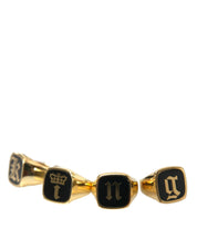 Dolce & Gabbana Gold Brass KING Enamel Set of 4 Ring