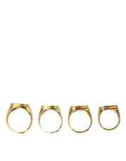 Dolce & Gabbana Gold Brass KING Enamel Set of 4 Ring