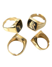 Dolce & Gabbana Gold Brass KING Enamel Set of 4 Ring