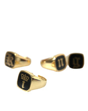 Dolce & Gabbana Gold Brass KING Enamel Set of 4 Ring