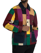 Dolce & Gabbana Multicolor Patchwork Cotton Collared Jacket