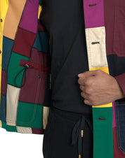 Dolce & Gabbana Multicolor Patchwork Cotton Collared Jacket