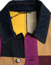 Dolce & Gabbana Multicolor Patchwork Cotton Collared Jacket