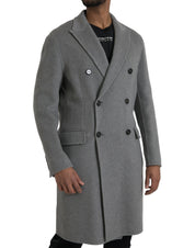 Dolce & Gabbana Gray Double Trench Coat Cashmere Jacket