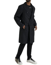 Dolce & Gabbana Black Double Breasted Trench Coat Jacket