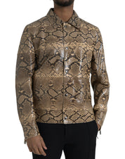 Dolce & Gabbana Beige Exotic Leather Biker Blouson Jacket