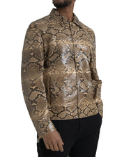 Dolce & Gabbana Beige Exotic Leather Biker Blouson Jacket