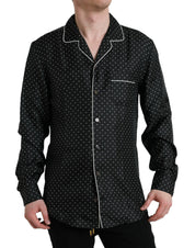 Dolce & Gabbana Black Polka Dot Silk Long Sleeve Shirt