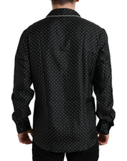 Dolce & Gabbana Black Polka Dot Silk Long Sleeve Shirt