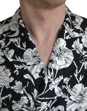 Dolce & Gabbana Black White Floral Button Down Casual Shirt