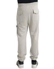 Dolce & Gabbana Off White Viscose Cargo Jogger Sweatpants Pants