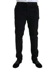 Dolce & Gabbana Black Cotton Velvet Skinny Pants