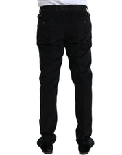 Dolce & Gabbana Black Cotton Velvet Skinny Pants