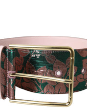 Dolce & Gabbana Multicolor Floral Jacquard Lurex Gold Buckle Belt