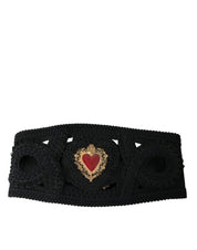 Dolce & Gabbana Black Canvas Embellished Waist Women Belt