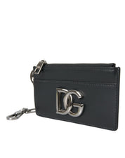 Dolce & Gabbana Black Calfskin Leather DG Logo Card Holder Wallet Men