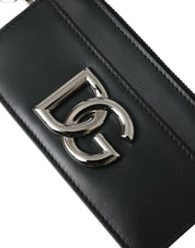 Dolce & Gabbana Black Calfskin Leather DG Logo Card Holder Wallet Men