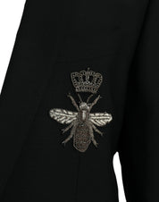 Dolce & Gabbana Black Crown Bee MARTINI Single Breasted Coat Blazer