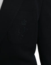 Dolce & Gabbana Black Wool Notch Single Breasted Coat Blazer