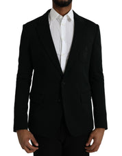 Dolce & Gabbana Black Wool Notch Single Breasted Coat Blazer