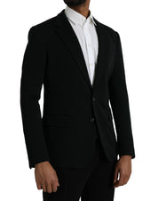 Dolce & Gabbana Black Wool Notch Single Breasted Coat Blazer