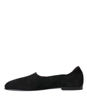 Dolce & Gabbana Black Suede Loafers Formal Dress Slip On Shoes