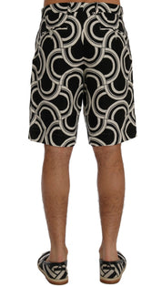 Dolce & Gabbana Chic Black & White Patterned Linen Shorts