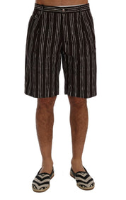 Dolce & Gabbana Bordeaux Striped Cotton Knee High Shorts