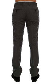 Dolce & Gabbana Elegant Gray Striped Wool Formal Trousers