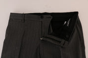 Dolce & Gabbana Elegant Gray Striped Wool Formal Trousers