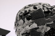Dolce & Gabbana Black White Floral Lace Crystal Hair Claw