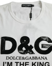 Dolce & Gabbana White D&G King Print Cotton Crewneck T-shirt