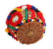 Dolce & Gabbana Multicolor AGNESE Straw Crystal  Pom Pom Bag