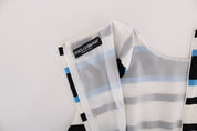Dolce & Gabbana Blue White Striped Silk Stretch Shift Dress