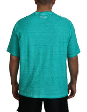 Dsquared² Light Green Cotton Linen Short Sleeves T-shirt