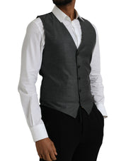 Dolce & Gabbana Gray Wool Formal Dress Waistcoat Vest