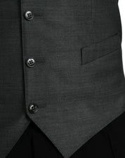 Dolce & Gabbana Gray Wool Formal Dress Waistcoat Vest