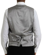 Dolce & Gabbana Light Gray Wool Formal Dress Waistcoat Vest