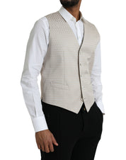 Dolce & Gabbana Off White Cotton Waistcoat Dress Formal Vest