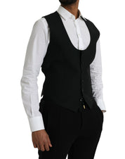 Dolce & Gabbana Black Wool Waistcoat Dress Formal Vest