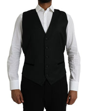 Dolce & Gabbana Black Silk Waistcoat Dress Formal Vest