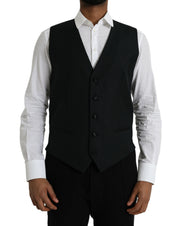 Dolce & Gabbana Black Wool Waistcoat Dress Formal Vest