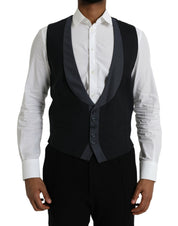 Dolce & Gabbana Black Wool Waistcoat Dress Formal Vest