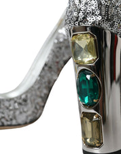 Dolce & Gabbana Silver Sequin Embellished Heels Pumps Shoes
