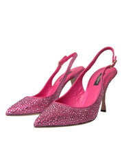 Dolce & Gabbana Pink Slingbacks Crystal Pumps Shoes