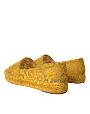 Dolce & Gabbana Yellow Taormina Lace Espadrille Loafers Flats Shoes